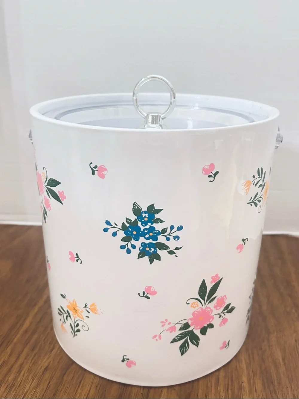 Vintage Coquette Girl Floral Cottagecore Ice Bucket with Clear Lid and Handle